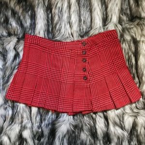 Red Pleated Punk Goth Mini Skirt